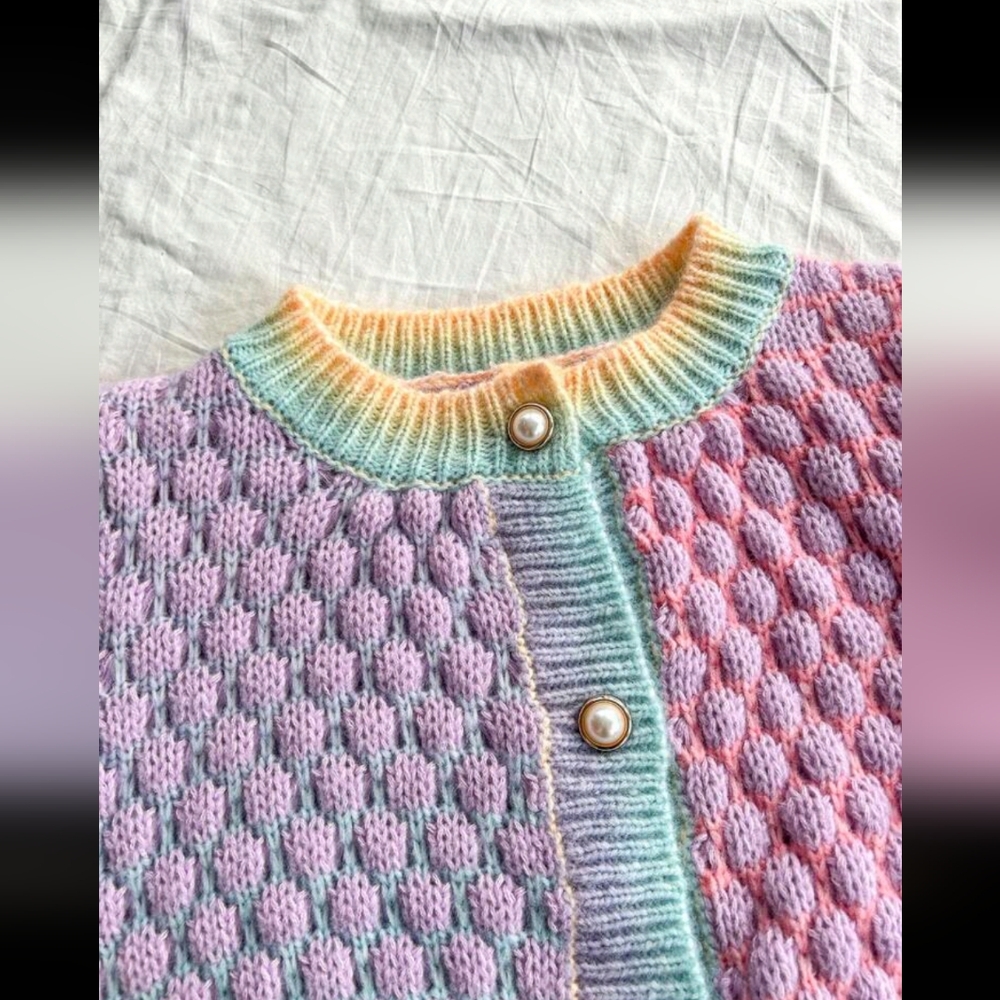 Privé Casual Mixed Fabric Cardigan, Random Yarn Color, Autumn/Winter - Picture 3 of 4